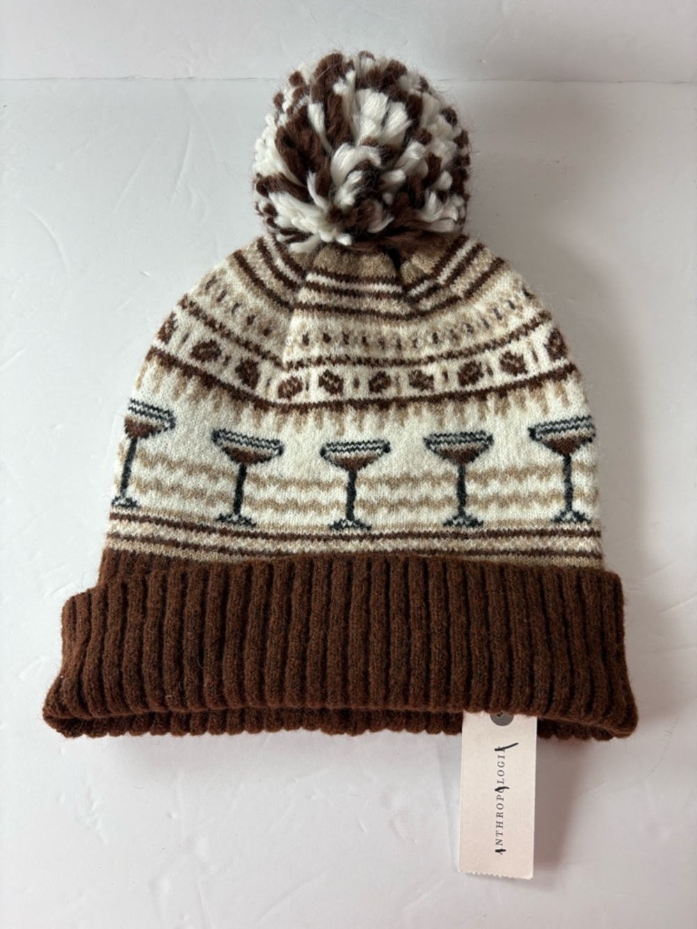 NWT Anthropologie Maeve Fairisle Holiday Libations Icon Beanie - Picture 2 of 10